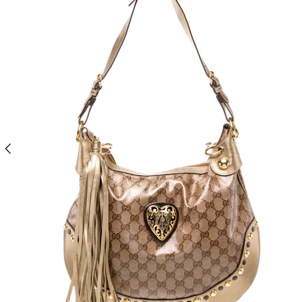 Gucci Babouska hobo handbag GG Gold Heart